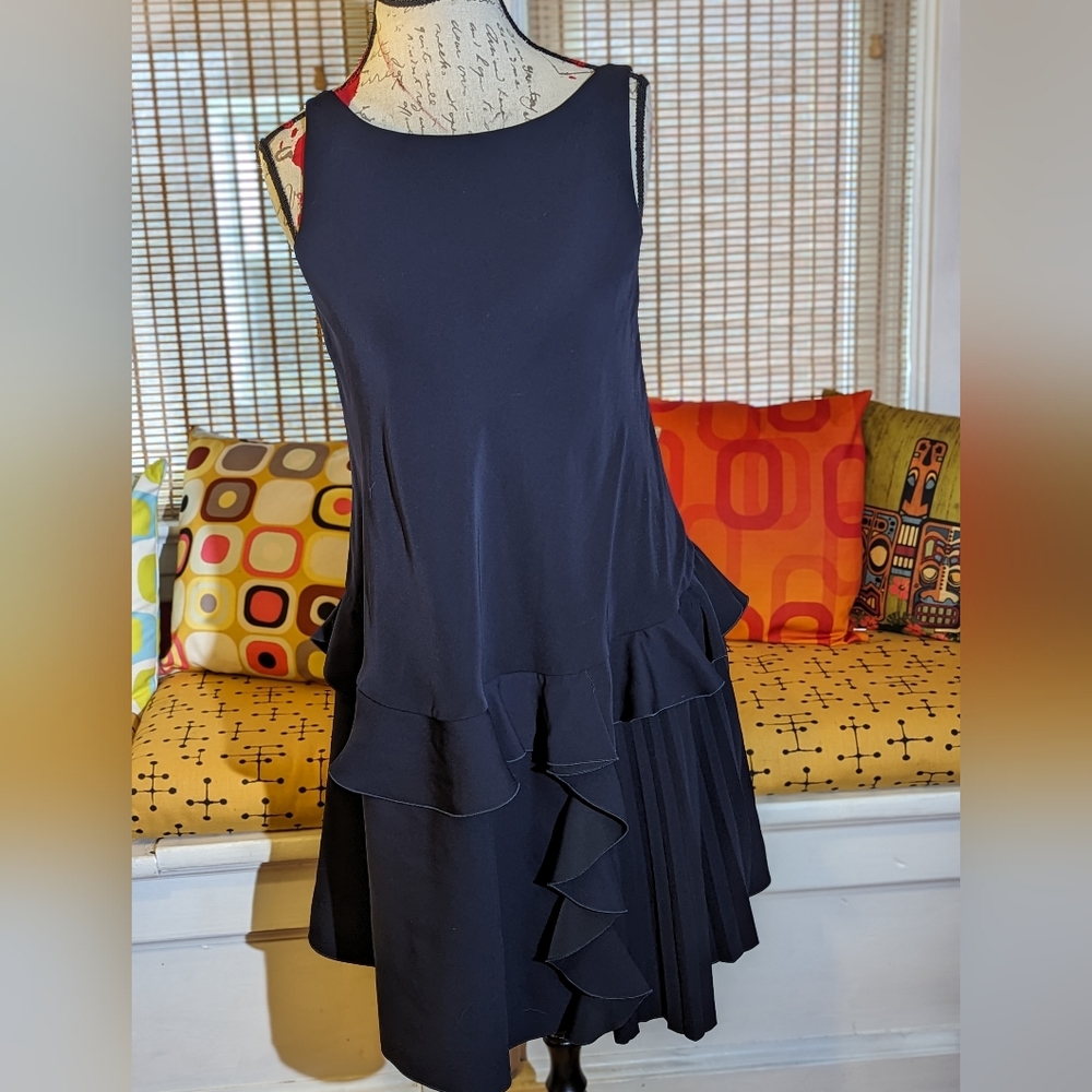 Adeam blue asymmetrical ruffle dress M